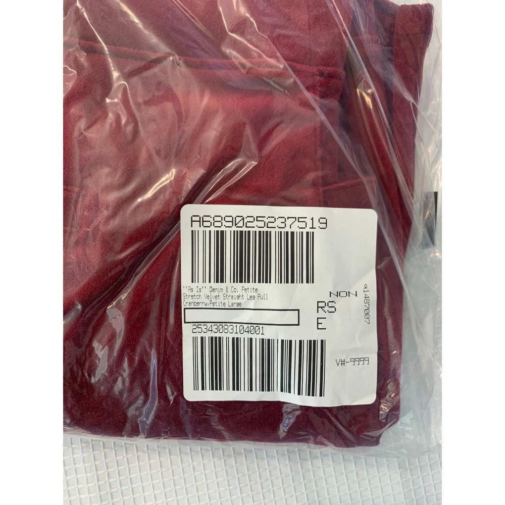 (G-218) Denim & Co Stretch Velvet Pull-On Pants Cranberry Petite Large NWT QVC - Picture 10 of 10